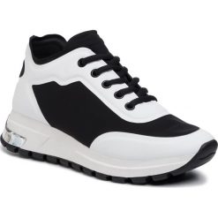 Sneakersy DKNY - Lace Up Sneake K4907426 Lycra/Tpu Blk/Wht Blw. Czarne półbuty damskie DKNY, na co dzień, bez wzorów, z lycry, bez obcasa, bez zapięcia. W wyprzedaży za 519,00 zł.