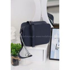 Torebka VIVI Granatowa. Szare torebki klasyczne damskie Modaforyou, w paski, małe, bez dodatków. Za 89,00 zł.