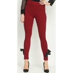 Spodnie damskie: Bordowe Legginsy Linking