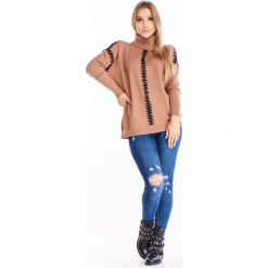 Sweter z golfem beżowy. Brązowe swetry damskie m, z poliesteru. Za 161,93 zł.