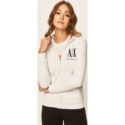 Armani Exchange - Bluza. Szare bluzy damskie Armani Exchange, s, z aplikacjami, z bawełny, bez rękawów, z kapturem. W wyprzedaży za 399,90 zł.