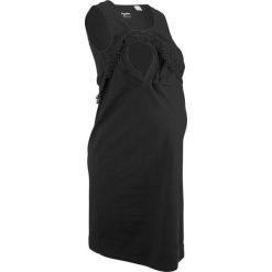 Sukienka shirtowa ciążowa i do karmienia bonprix czarny. Czarne sukienki ciążowe marki bonprix, w koronkowe wzory, z bawełny, moda ciążowa. Za 129,99 zł.