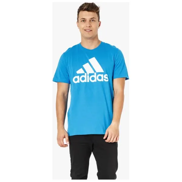 Adidas Koszulka Ss Ess Linear , niebieski, rozmiar L. Niebieskie koszulki męskie Adidas, m, z aplikacjami, z bawełny, z okrągłym kołnierzem, bez rękawów. W wyprzedaży za 79,99 zł.