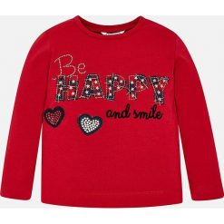 Mayoral - Longsleeve dziecięcy 92 - 134 cm. Niebieskie bluzki dziewczęce Mayoral, z aplikacjami, z elastanu, z okrągłym kołnierzem, z długim rękawem, długie, bez kaptura. Za 74,90 zł.