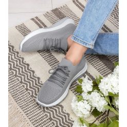 Buty sportowe damskie N/M LG26 Szare. Szare buty sportowe damskie N/M, bez wzorów, z tkaniny, sportowe. Za 69,00 zł.
