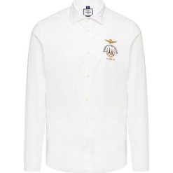 Koszula AERONAUTICA MILITARE. Białe koszule męskie Aeronautica Militare, bez wzorów, z bawełny, z włoskim kołnierzykiem, bez rękawów. Za 500,00 zł.