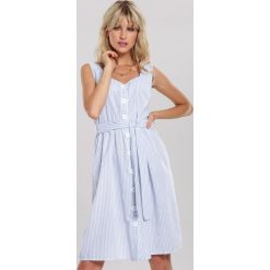 Jasnoniebieska Sukienka Smooth Along. Niebieskie sukienki damskie Renee, na lato, s, w paski, mini, proste. Za 89,99 zł.