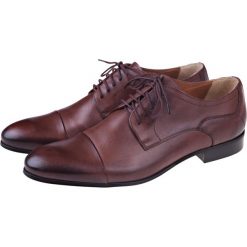 Buty Hilton. Pomarańczowe buty wizytowe męskie LANCERTO, ze skóry, z otwartym noskiem, na sznurówki. Za 599,90 zł.