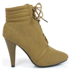 Botki EFEKTOWNY Fason Brązowe Love. Pomarańczowe botki damskie Lov'it, ze skóry, eleganckie, bez obcasa, bez zapięcia. Za 30,00 zł.