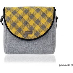 Torebki klasyczne damskie: TOREBKA PURO 1414 MUSTARD GRAY GRID
