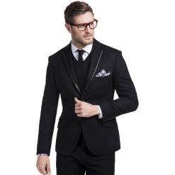 Marynarka ENRICO 13-66OM. Czarne marynarki męskie Giacomo Conti, m, bez wzorów, z poliesteru, eleganckie. Za 399,00 zł.