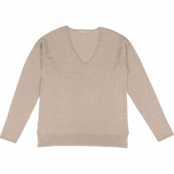 Sweter kaszmirowy w kolorze jasnobrązowym. Brązowe swetry klasyczne damskie Ateliers de la Maille, z kaszmiru. W wyprzedaży za 500,95 zł.