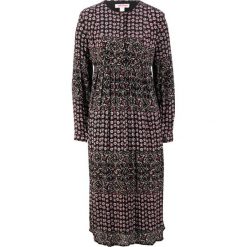Sukienka midi z nadrukiem, długi rękaw bonprix czarny z nadrukiem. Czarne sukienki damskie bonprix, z nadrukiem, bez kołnierzyka, z długim rękawem, długie, midi. Za 129,99 zł.