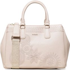 Desigual Dark Amber Cabo Torebka Beżowy. Brązowe torebki klasyczne damskie Desigual, w paski, z materiału, z aplikacjami. Za 378,95 zł.