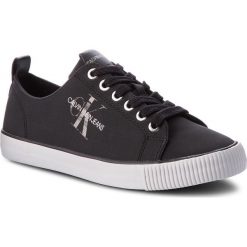 Tenisówki CALVIN KLEIN JEANS - Dora RE9789 Black. Czarne półbuty damskie Calvin Klein Jeans, bez wzorów, z jeansu, bez zapięcia. W wyprzedaży za 249,00 zł.