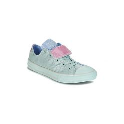 Buty Dziecko Converse Chuck Taylor All Star Double Tongue Ox Mono Shine. Zielone trampki dziewczęce Converse, bez wzorów, bez zapięcia. Za 139,30 zł.