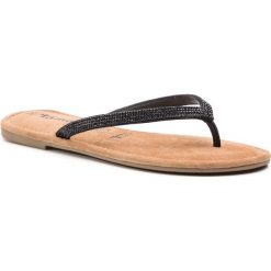 Japonki TAMARIS - 1-27124-22 Black Glam 047. Czarne klapki damskie Tamaris, bez wzorów, ze skóry, bez obcasa, na obcasie. W wyprzedaży za 129,00 zł.