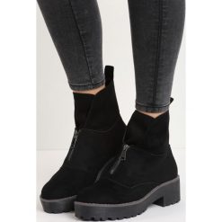 Czarne Zamszowe Botki September. Czarne buty zimowe damskie Born2be, z zamszu, na niskim obcasie. Za 99,99 zł.