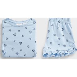 Mango Kids - Piżama dziecięca Lili 110-164 cm. Niebieskie piżamy dziewczęce Mango Kids, bez wzorów, z bawełny, bez rękawów. Za 59,90 zł.