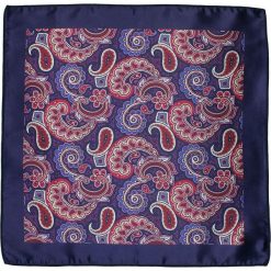 Ciemna Granatowa Elegancka Poszetka Męska -ALTIES- Wzór Paisley, Łezka POSZALTS0348. Niebieskie poszetki męskie Alties, paisley, eleganckie. Za 27,00 zł.