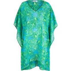 Sukienka plażowa bonprix zielono-niebieski z nadrukiem. Czarne sukienki damskie bonprix, na plażę, z nadrukiem, z tkaniny, bez kołnierzyka, bez rękawów. Za 89,99 zł.