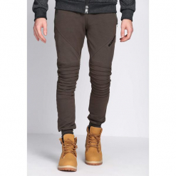 Khaki Spodnie Dresowe Tie the Best. Brązowe spodnie dresowe męskie marki Born2be, z dresówki. Za 49,99 zł.