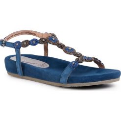 Sandały SALAMANDER - Ginie 32-51401-22 Indigo. Niebieskie klapki damskie Salamander, z aplikacjami, ze skóry, bez obcasa. Za 299,00 zł.