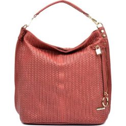 Shopper bag damskie: Skórzana torebka w kolorze bordowym – (S)40 x (W)46 x (G)17 cm