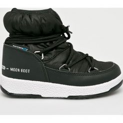 Moon Boot - Śniegowce dziecięce Low Nylon WP. Szare śniegowce dziewczęce Moon Boot, z okrągłym noskiem, na sznurówki. W wyprzedaży za 319,90 zł.