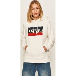Levi's - Bluza. Białe bluzy damskie Levi's®, s, z nadrukiem, z bawełny, bez rękawów, z kapturem. W wyprzedaży za 229,90 zł.