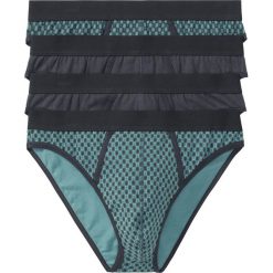 Slipy (4 pary) bonprix niebiesko-turkusowy z nadrukiem. Niebieskie slipy męskie bonprix, xl, z nadrukiem. Za 27,96 zł.