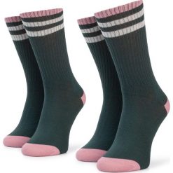 Zestaw 2 par wysokich skarpet damskich TOM TAILOR - 97129 Stripes Cedar Green 758. Zielone skarpetki damskie Tom Tailor, bez wzorów, z elastanu. Za 35,00 zł.