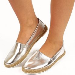 Espadryle damskie: Srebrne espadryle damskie Wishot