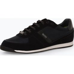 BOSS Athleisure - Tenisówki męskie z dodatkiem skóry – Maze_Lowp_mx, niebieski. Niebieskie trampki męskie BOSS Athleisure, bez wzorów, ze skóry, bez zapięcia. Za 649,95 zł.