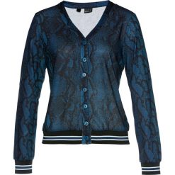 Kardigan bonprix niebieskozielono-czarny z nadrukiem. Niebieskie swetry damskie bonprix, z nadrukiem. Za 54,99 zł.
