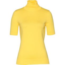 Sweter z golfem, krótki rękaw bonprix żółty. Żółte swetry damskie bonprix, bez wzorów, z krótkim rękawem. Za 49,99 zł.