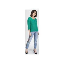 Sweter z dekoltem V, SWE079, MKM. Zielone swetry damskie Mkm swetry, s, bez wzorów, z bawełny, bez rękawów, bez kaptura. Za 144,00 zł.