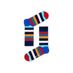 Skarpetki Happy Socks - Stripe (SA01-605). Szare skarpetki damskie Happy Socks, w kolorowe wzory, z bawełny. Za 34,90 zł.