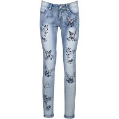 Dżinsy Skinny z haftem bonprix niebieski "bleached". Niebieskie jeansy damskie bonprix, z haftami, z jeansu. Za 129,99 zł.