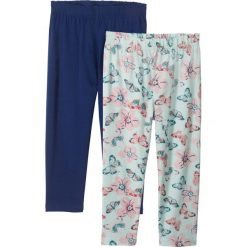 Legginsy 3/4 (2 pary) bonprix niebiesko-pastelowy miętowy z nadrukiem. Niebieskie spodnie dziewczęce bonprix, w paski. Za 45,98 zł.