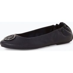 Tommy Hilfiger - Damskie baleriny ze skóry, niebieski. Niebieskie baleriny damskie TOMMY HILFIGER, bez wzorów, ze skóry, bez obcasa. Za 399,95 zł.