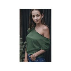 Butelkowy oversize krótki S-XXL. Zielone t-shirty damskie One mug a day, s, bez wzorów, z bawełny, bez kołnierzyka. Za 55,00 zł.