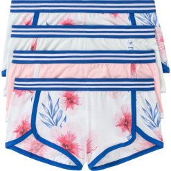 Figi "french" (4 pary) bonprix jasnoniebiesko-jasnoróżowo-różowy z nadrukiem. Fioletowe majtki damskie bonprix, z nadrukiem. Za 51,96 zł.