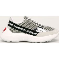Love Moschino - Buty. Szare buty sportowe damskie Love Moschino, bez wzorów, ze skóry, sportowe. W wyprzedaży za 629,90 zł.