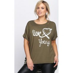 Khaki T-shirt Robbery. Brązowe t-shirty damskie marki Born2be, m. Za 39,99 zł.