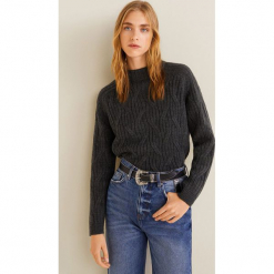Mango - Sweter Iliada. Czarne bez kategorii Mango, m, z dzianiny, z okrągłym kołnierzem. Za 89,90 zł.