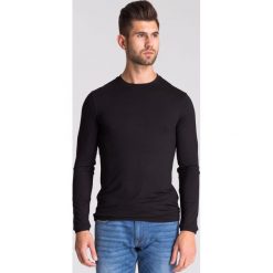 Czarny longsleeve męski z wiskozy - Czarny. Czarne bluzy męskie Armani Collezioni, xl, bez wzorów, z wiskozy, z okrągłym kołnierzem, bez rękawów, bez kaptura. Za 199,60 zł.
