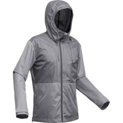 Kurtka trekkingowa TRAVEL100 COMPACT męska. Szare kurtki męskie FORCLAZ, xl, bez wzorów, z poliesteru, bez kaptura, trekkingowe. Za 179,99 zł.