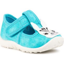 Kapcie SUPERFIT - 6-09256-71 Grün. Niebieskie sandały dziewczęce Superfit, z materiału, bez zapięcia. Za 119,00 zł.