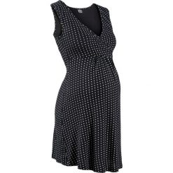 Koszula nocna do karmienia z wiskozy bonprix czarny w kropki. Czarne bielizna ciążowa marki bonprix, w kropki, z wiskozy, moda ciążowa. Za 37,99 zł.